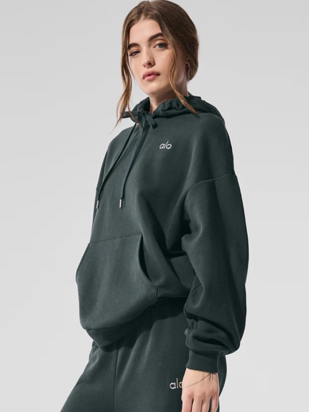 Alo Yoga Accolade Hoodie Limited Edition Charcoal Green Color Size Small/Medium